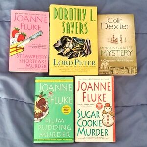 : 5 cozy mystery books lord Peter wimsey complete series hannah Swenson  morse
